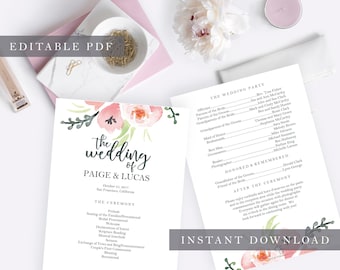 Watercolor Flowers Wedding Invitation/Printable Wedding Invitation/Wedding Invitation Download/Wedding Invitation Template/Suite/Pink Roses