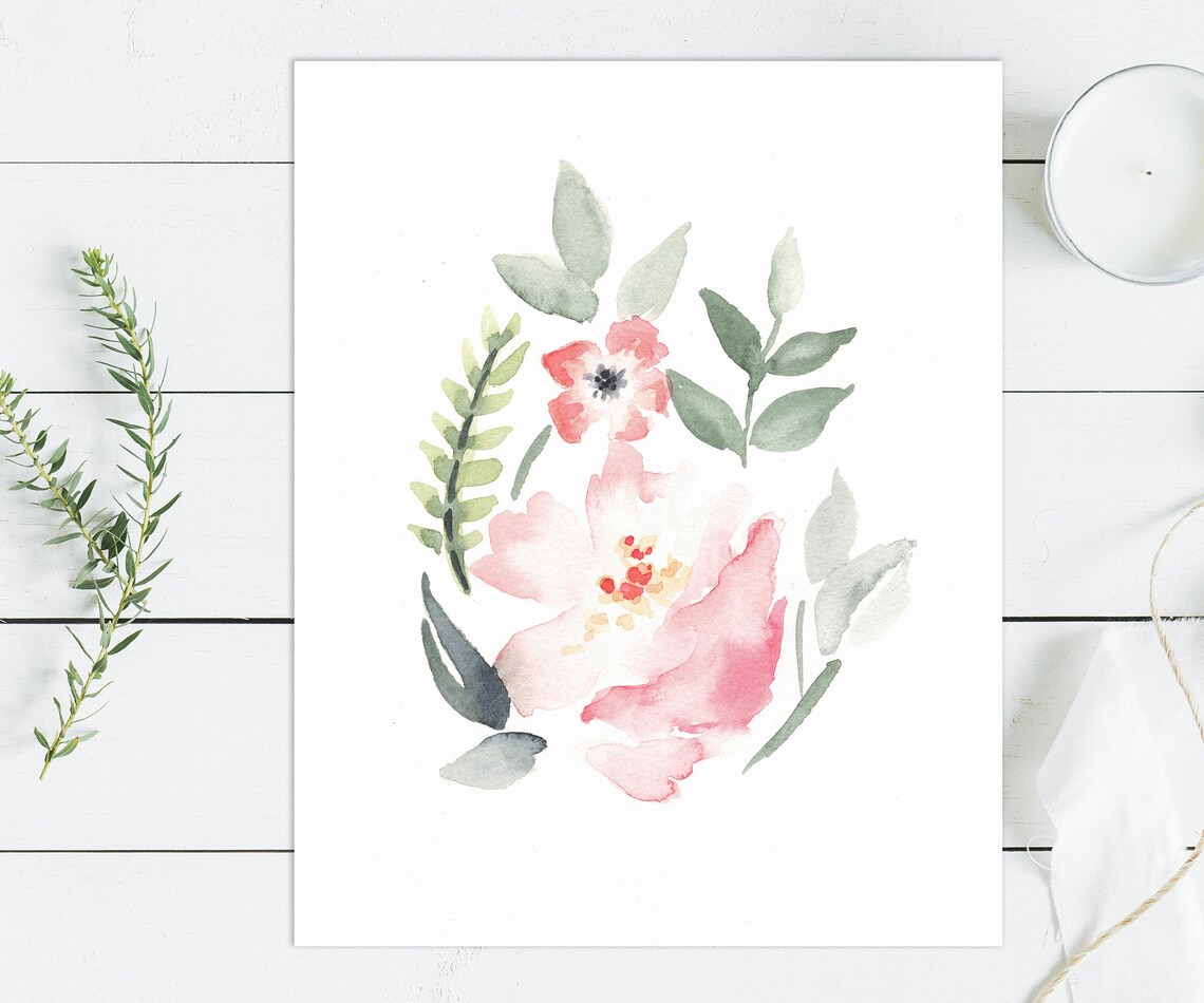 Printable Baby Girl Nursery Set/watercolor Floral Nursery Wall Art ...