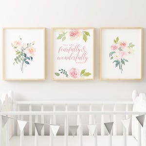 Printable Baby Girl Nursery Set/Watercolor Floral Nursery Wall Art/Floral Nursery Art Set/Watercolor Flower Wall Art/Girl's Room/Pink/Blush