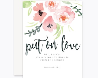 Printable Wedding Card/Printable Anniversary Card/Colossians 3/Floral Wedding Card/Watercolor Anniversary Card/Watercolor Flower/Bible Verse
