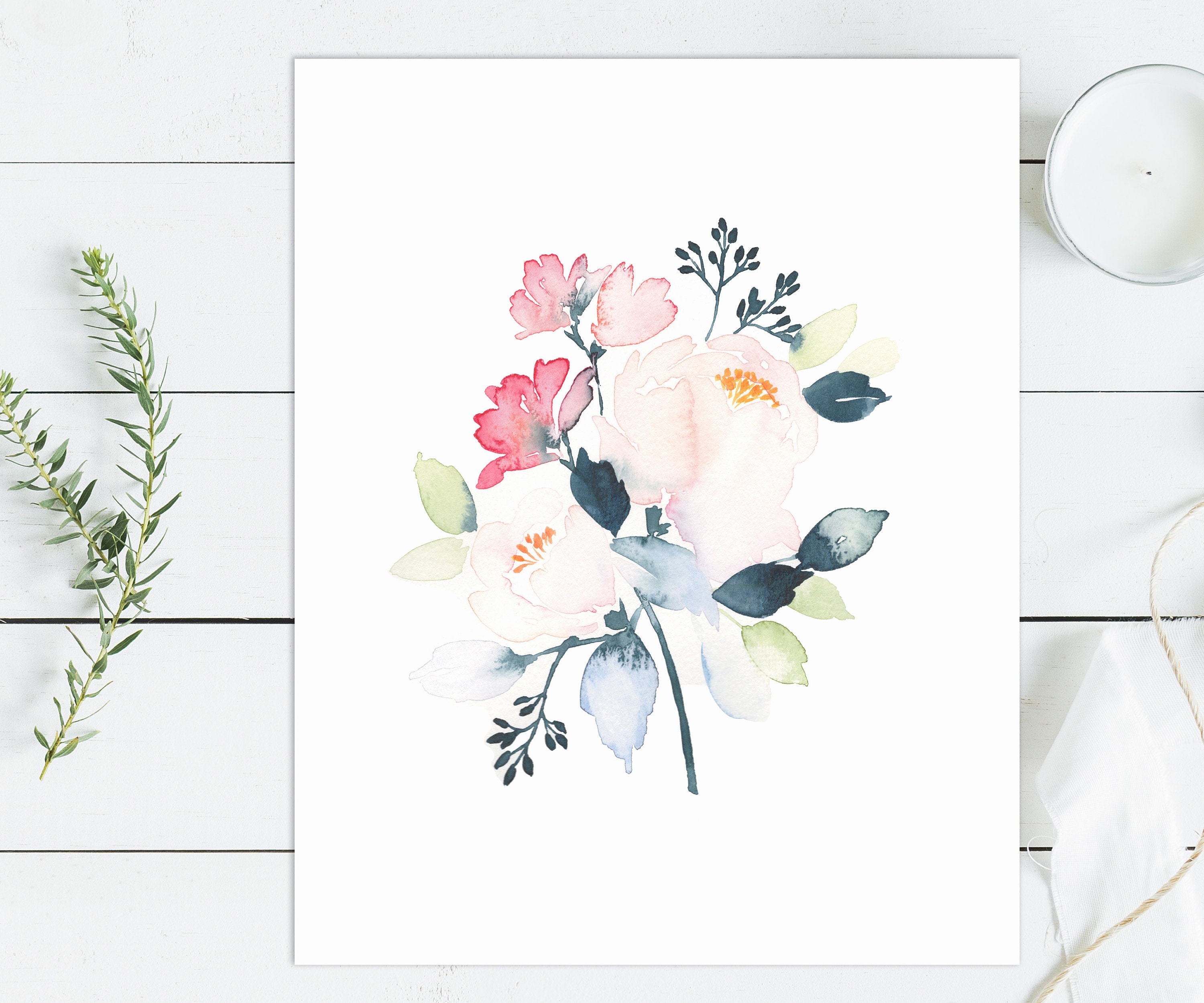 Printable Baby Girl Nursery Set/watercolor Floral Nursery Wall Art ...