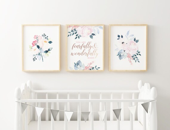 Printable Baby Girl Nursery Set/watercolor Floral Nursery Wall | Etsy