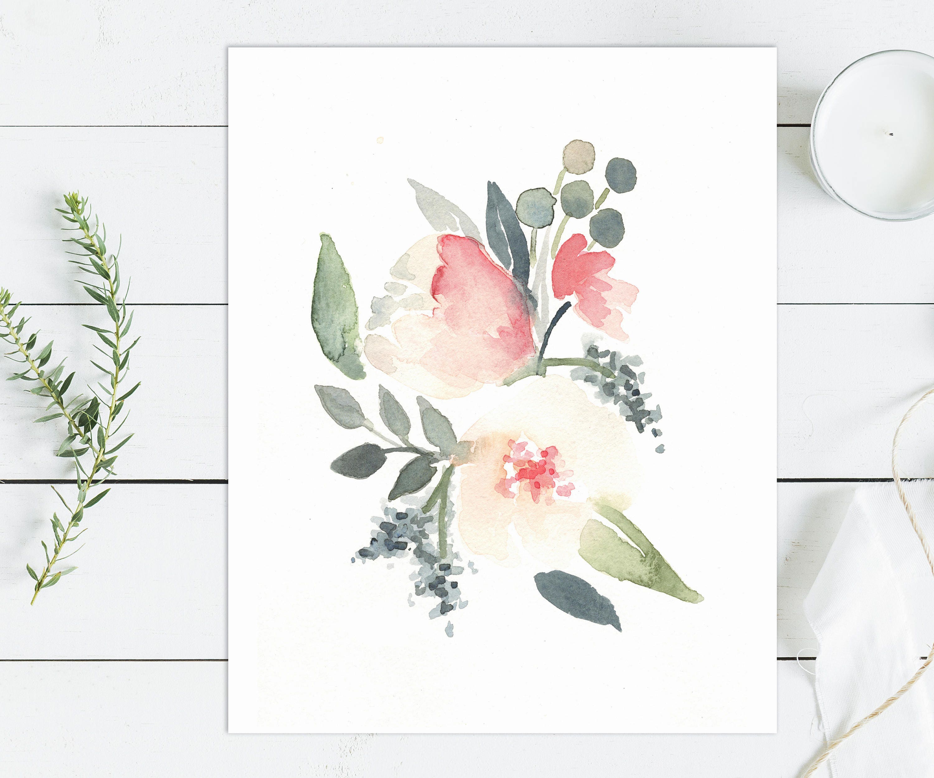 Printable Baby Girl Nursery Set/watercolor Floral Nursery Wall Art ...