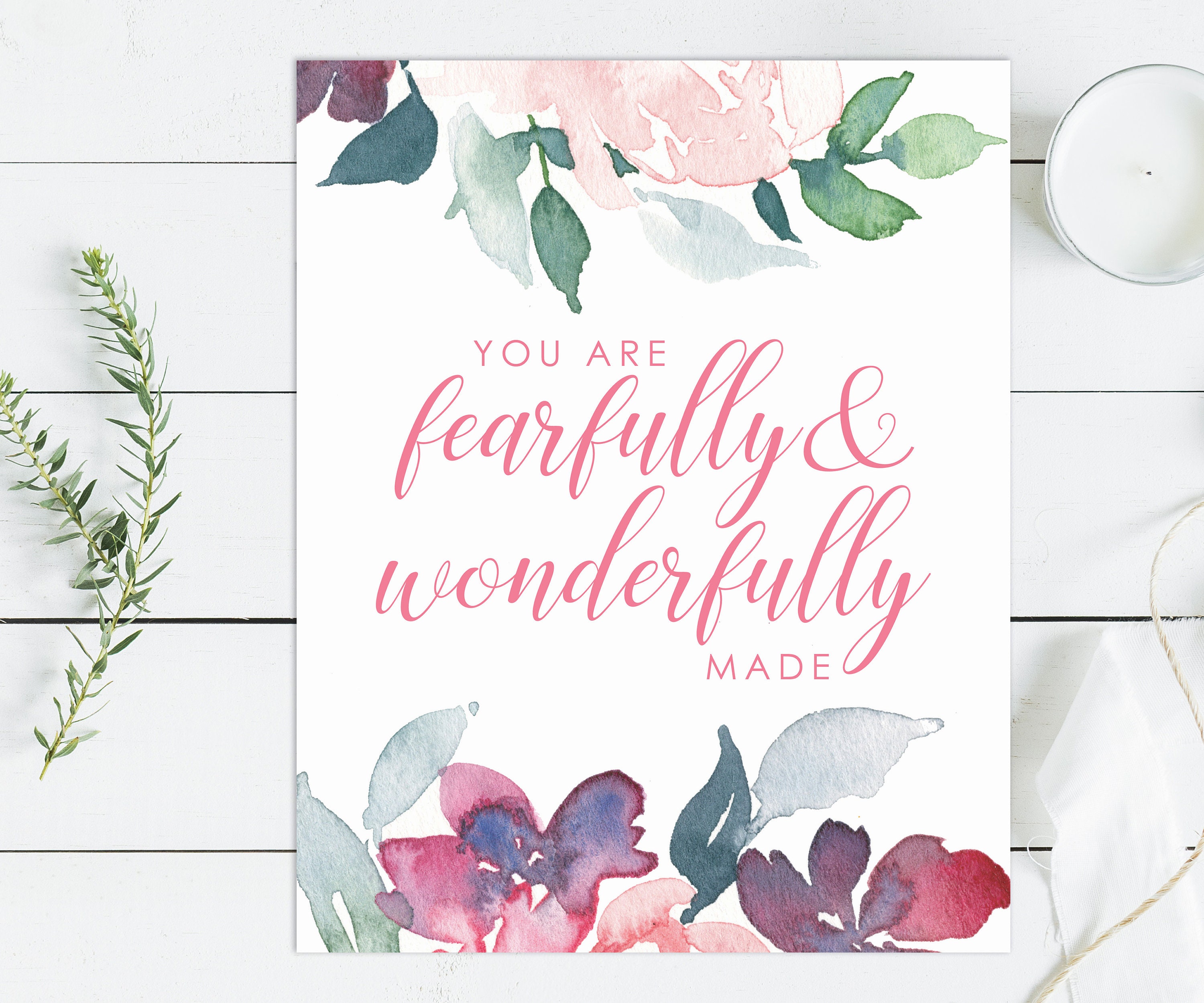Printable Baby Girl Nursery Set/watercolor Floral Nursery Wall Art/pink ...