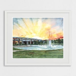 UCF/University of Central Florida/Reflecting Pond/Reflection Pool/Millican Hall/UCF Campus/Graduation Gift/Watercolor College Gift/Grad Gift