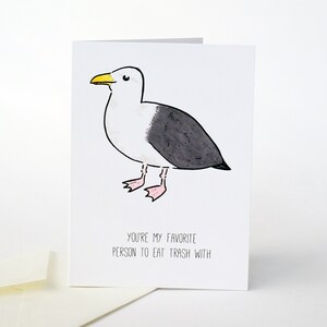 Você é minha pessoa favorita para comer lixo - cartão ilustrado em aquarela de gaivota