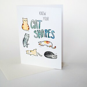 Conheça as formas do seu gato! - cartão ilustrado em aquarela