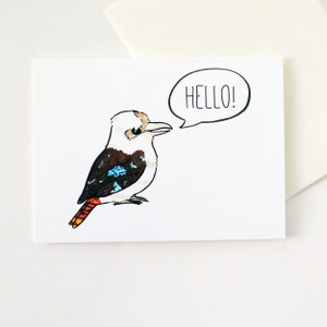 Olá! - cartão ilustrado em aquarela kookaburra
