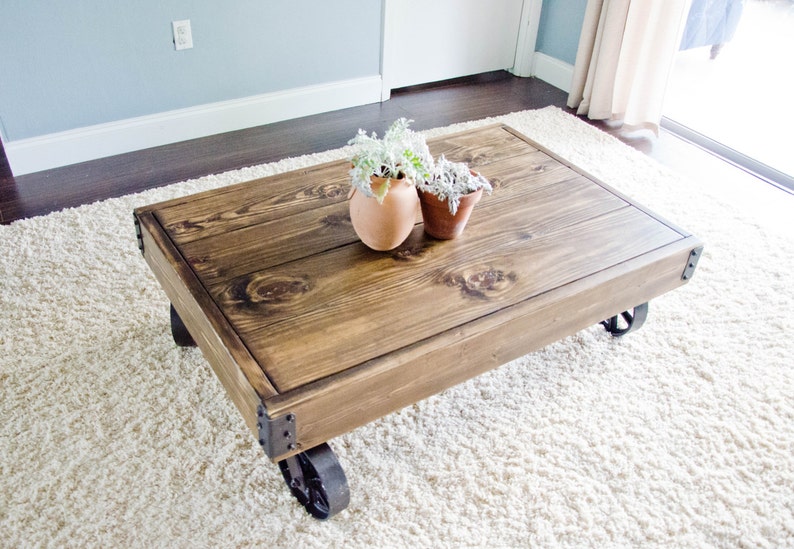 Factory Cart Industrial Coffee Table, Factory Cart Coffee Table, Distressed Coffee Table, Rustic Coffee Table, Industrial Coffee Table image 3