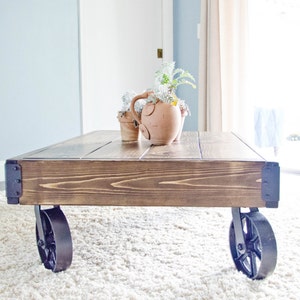 Factory Cart Industrial Coffee Table, Factory Cart Coffee Table, Distressed Coffee Table, Rustic Coffee Table, Industrial Coffee Table image 5