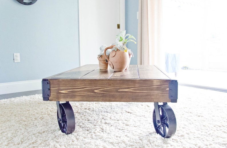 Factory Cart Industrial Coffee Table, Factory Cart Coffee Table, Distressed Coffee Table, Rustic Coffee Table, Industrial Coffee Table image 5