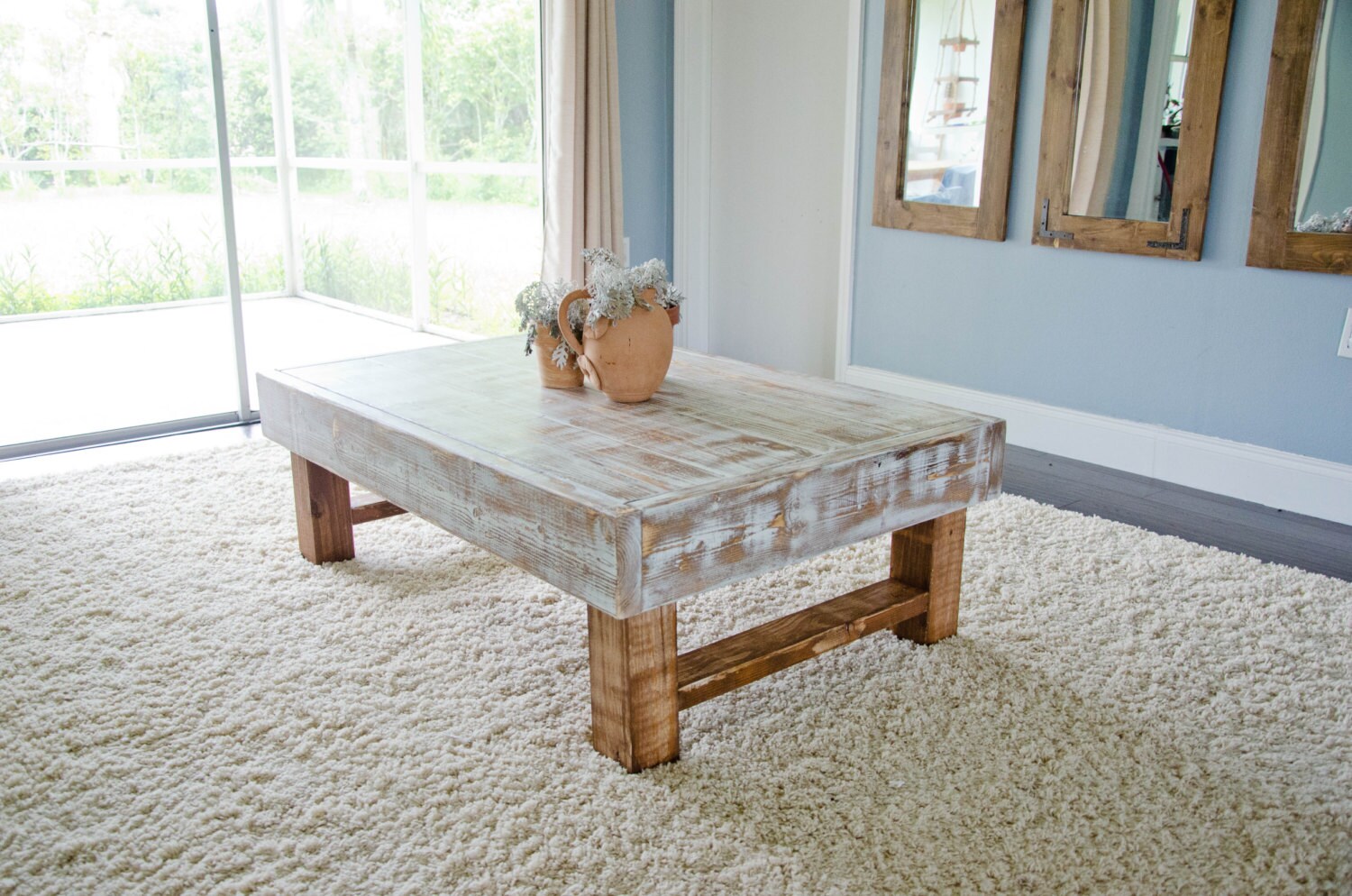 Rustic Coffee Table Farmhouse Coffee Table Whitewashed Etsy Canada
