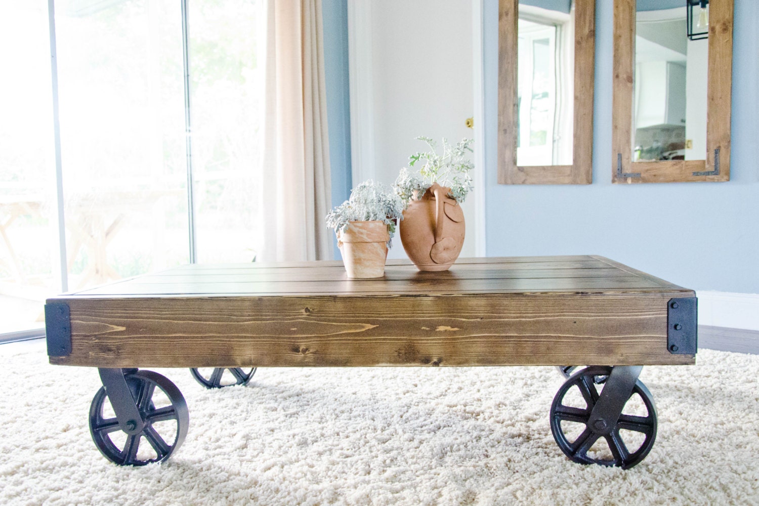 Industrial cart coffee table clearance for sale