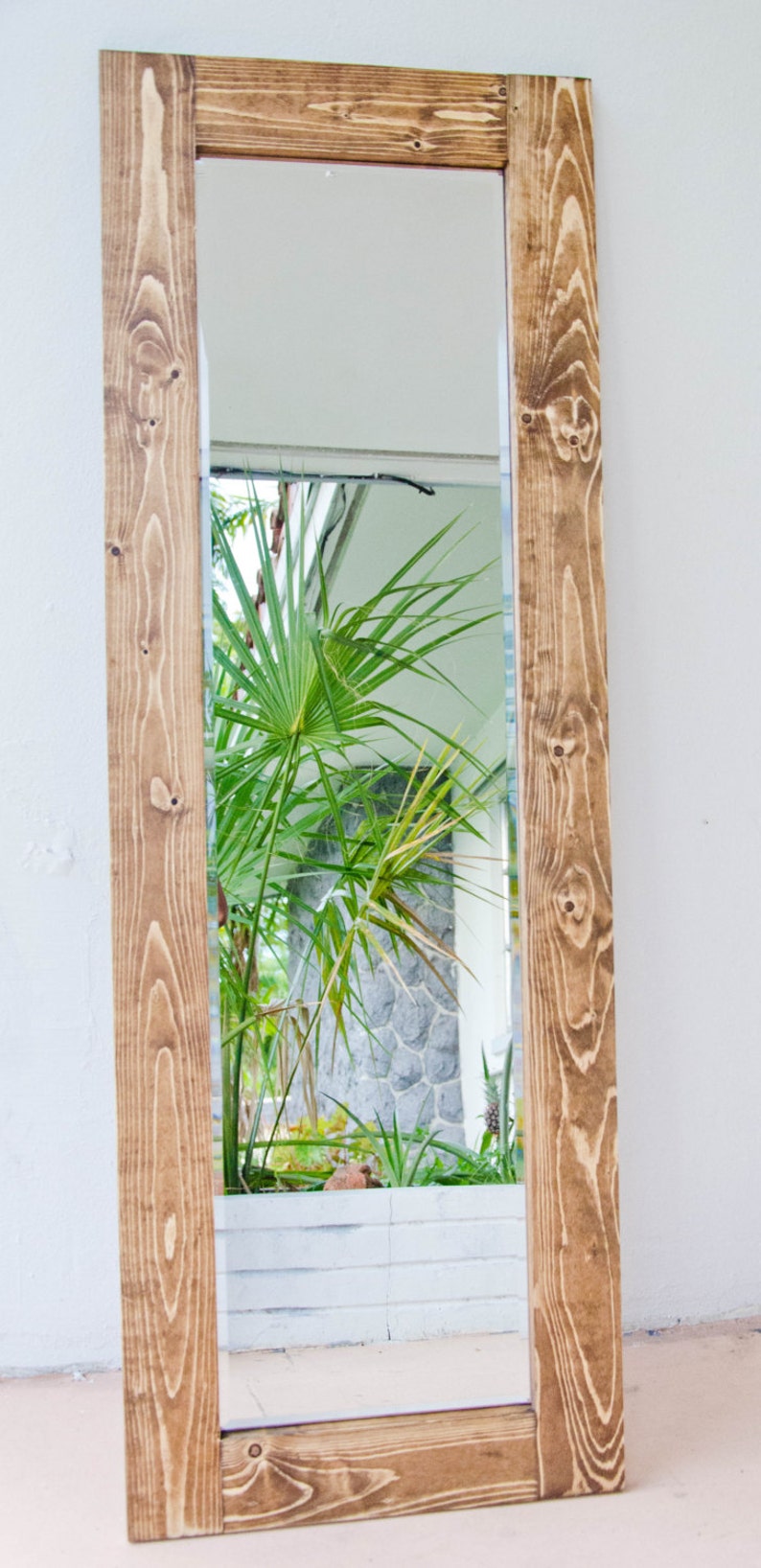 Wood Framed Mirror Rustic Wood Frame Mirror Full Length Wood image 1