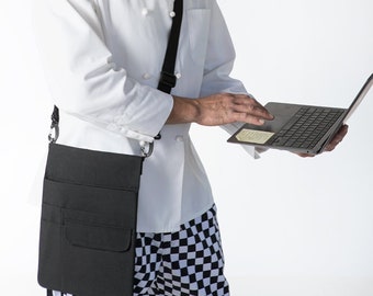 Large 5-Pocket Tablet Pouch – Denim Lined, Adjustable Sling, Made in USA