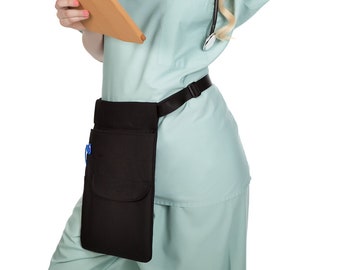 Durable Nurse's 6 Pocket Large Tablet Pouch w Belt and Clip