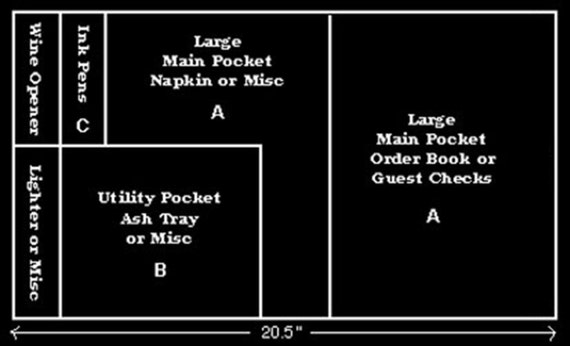 Made USA White Waitress Apron \u2022 Server Uniform /& Bartenders Short Length Organizing Half Apron
