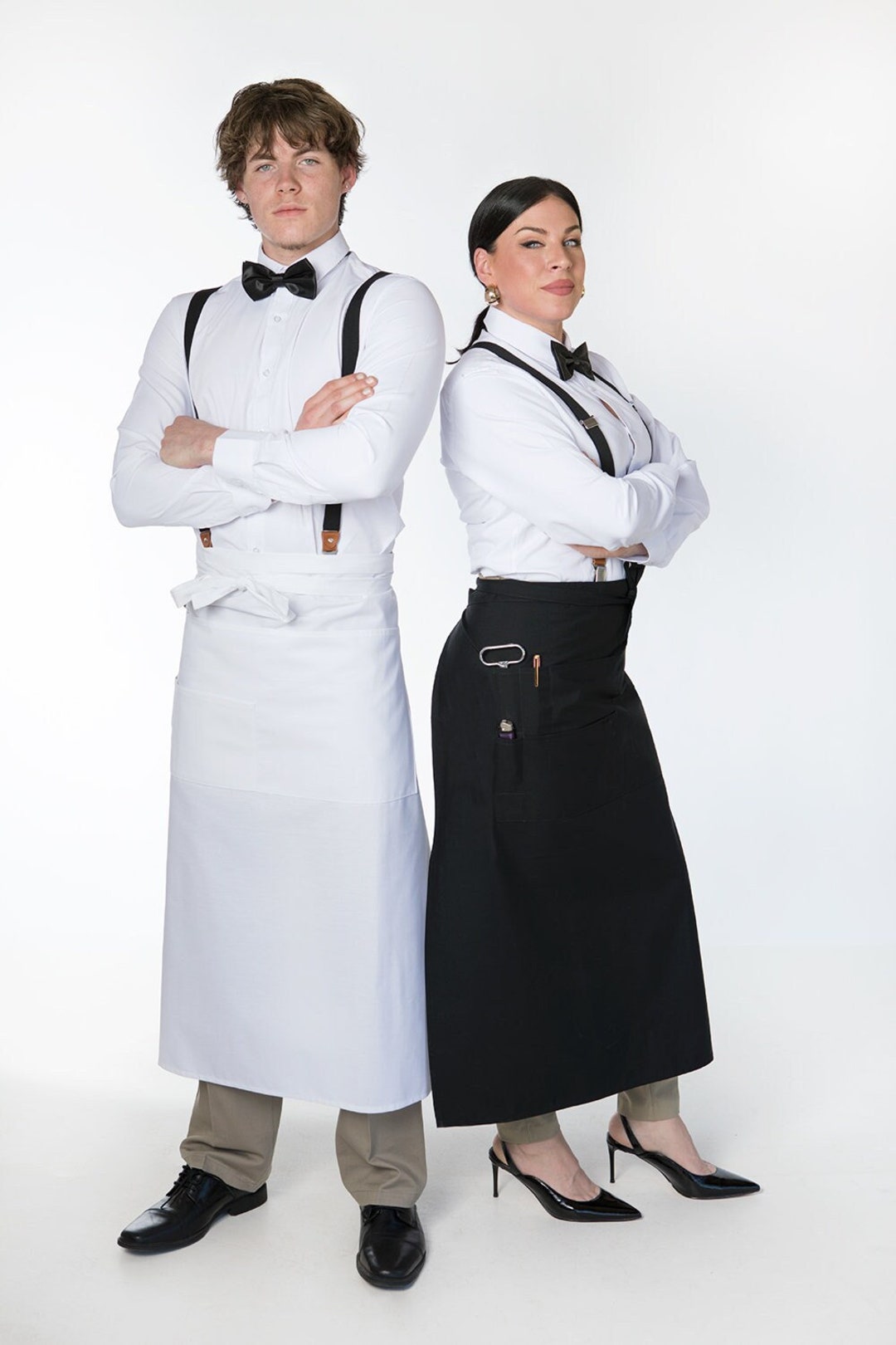 Aprons Organize White Bistro Apron Extra Long W/ Organizing Pockets Made in USA - Etsy