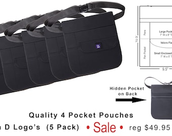 Firm Tablet Pouch • 4 Pocket, Hidden Pocket (5 Pack)