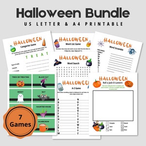 Halloween Party Game Bundle Printable for Kids and Adults, Fun Halloween Activities, Classroom Games, Family Halloween Night PDF
