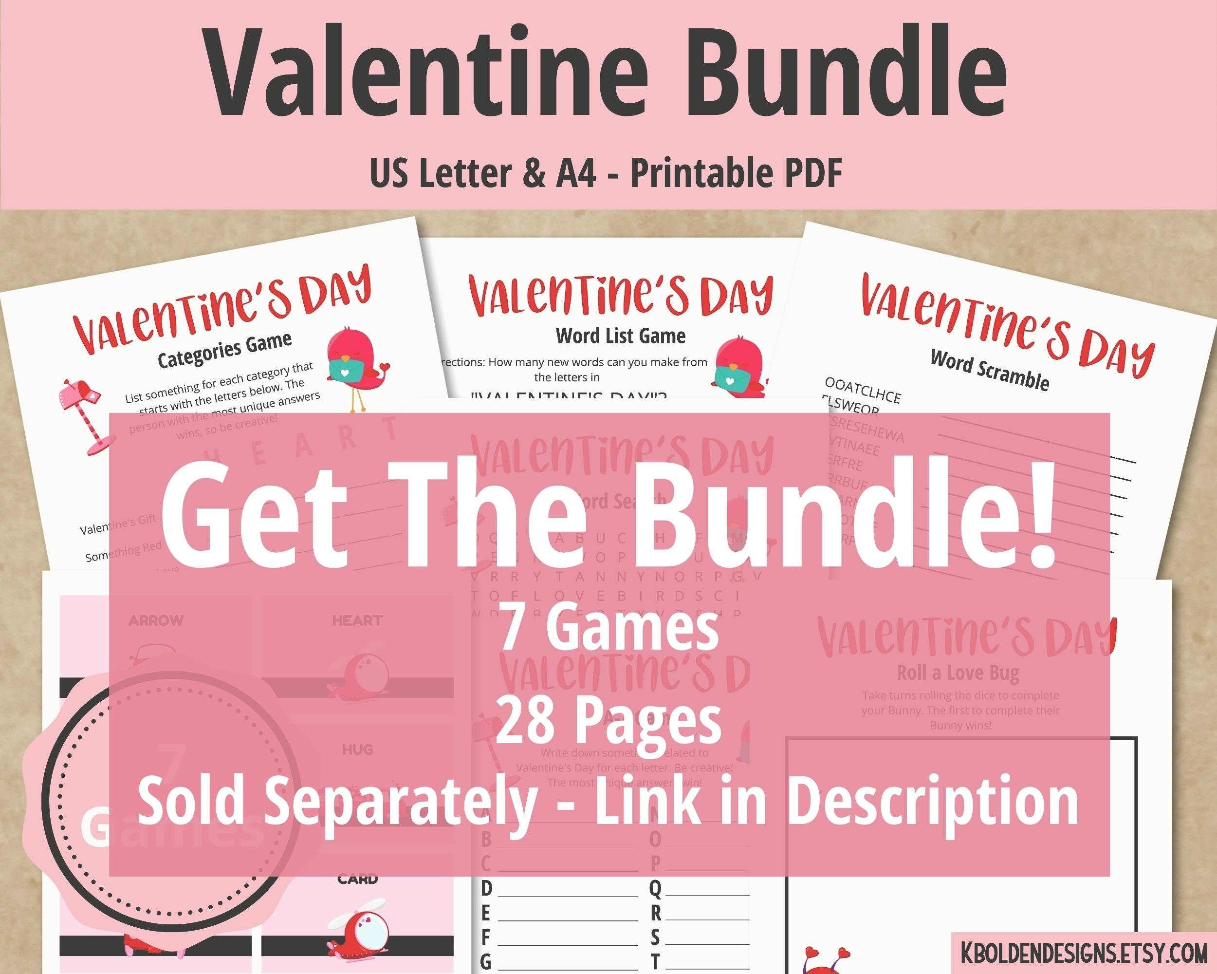 Valentine's Day Printable Word Search, Fun Valentines Day Games for ...
