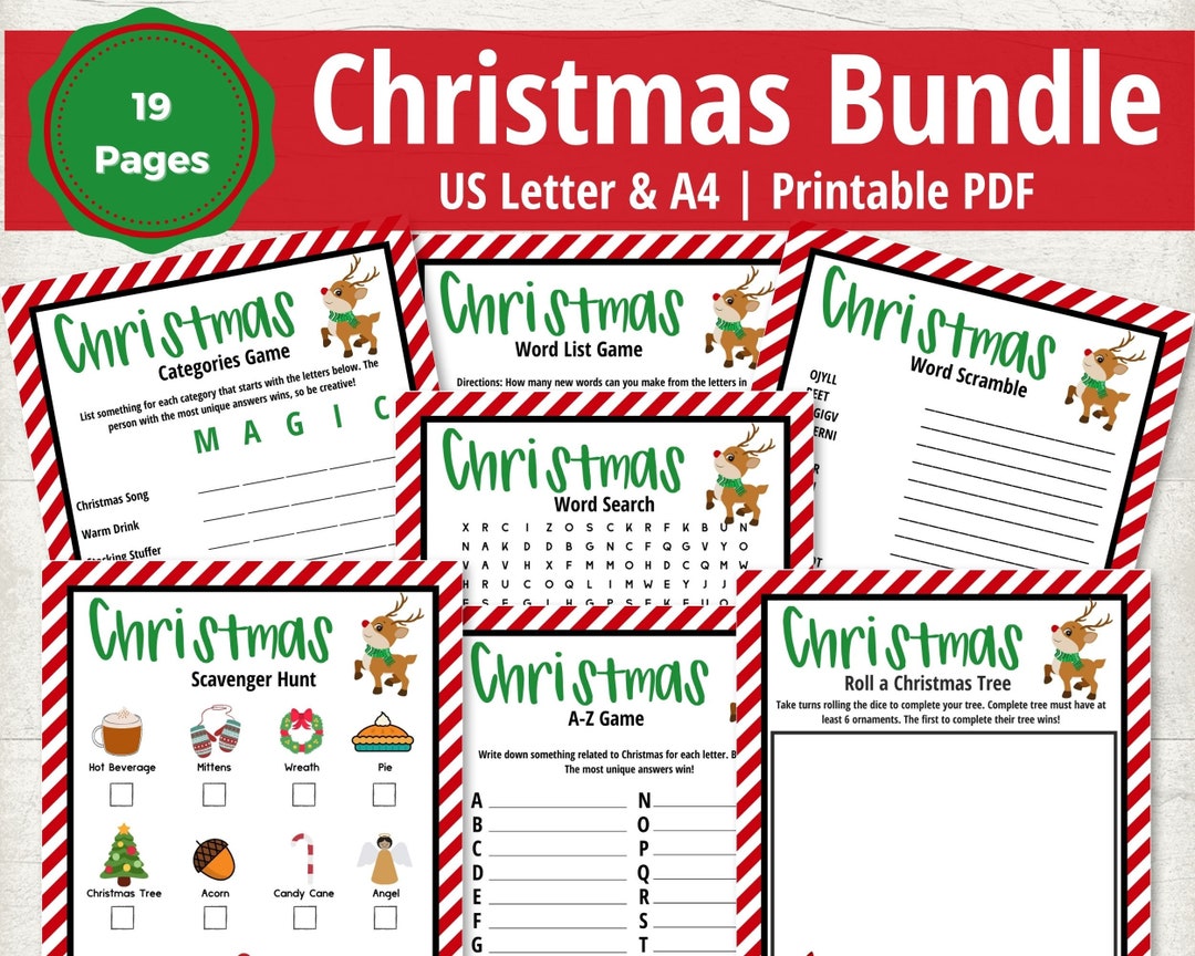 Christmas Activity Bundle Printable Games for Kids and Adults, Holiday ...