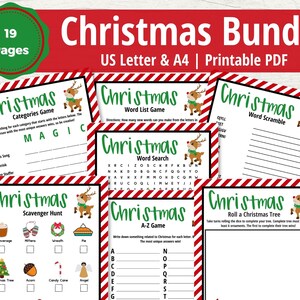 Christmas Activity Bundle Printable Games for Kids and Adults, Holiday Word Games PDF, Classroom Party Games, Family Fun Pack