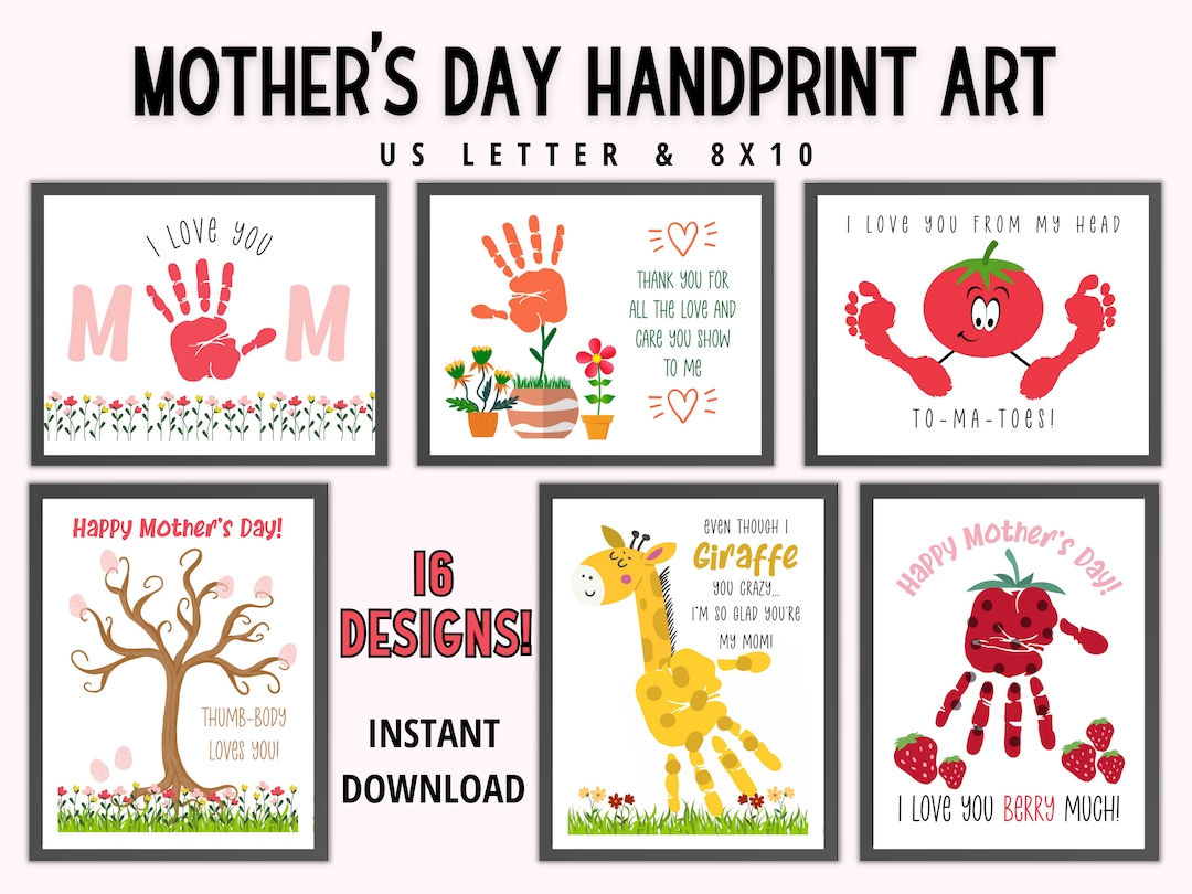 Mother's Day Printable Handprint Art Bundle Handprint