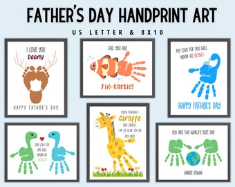 Father's Day Handprint Art, DIY Gift For Dad from Kids, Handprint Craft Toddler Gift for Dad, Fingerprint Art Preschool Crafts