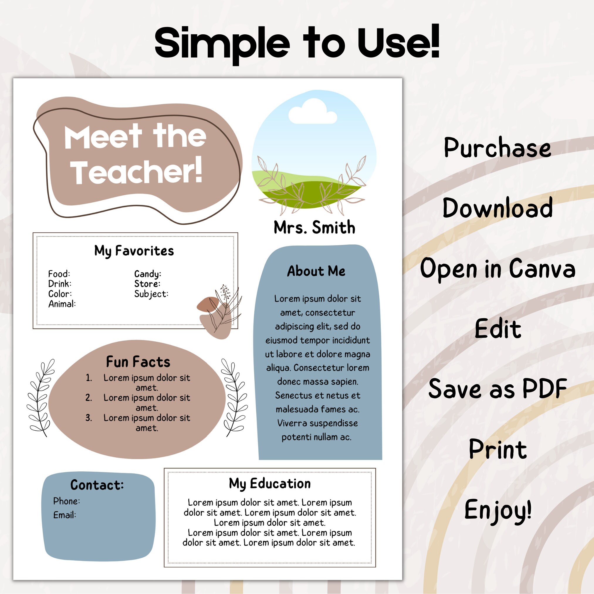 Editable Meet the Teacher Canva Template Newsletter Template Teacher ...