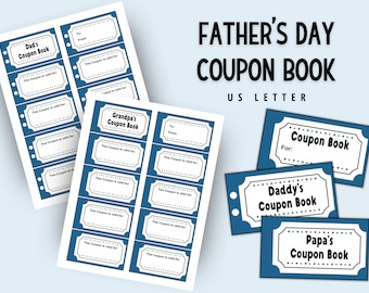 Father's Day Coupon Book DIY Gift For Dad, Personalized Father's Day Gift, Editable Coupon Book, Last Minute Gift Ideas, Blank Vouchers