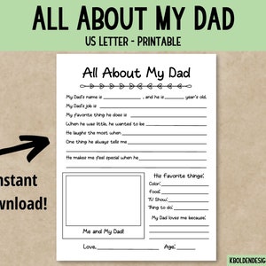 Todo sobre el regalo de bricolaje del Día del Padre de mi papá para papá imprimible, artesanía del Día del Padre, regalo personalizado del niño, regalo adicional para papá