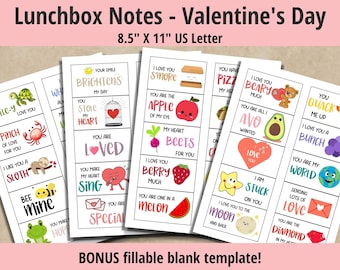Lunchbox Notizen für Kinder, Lunchbox Notizen, Lunchbox Notiz Vorlagen, Valentinstag