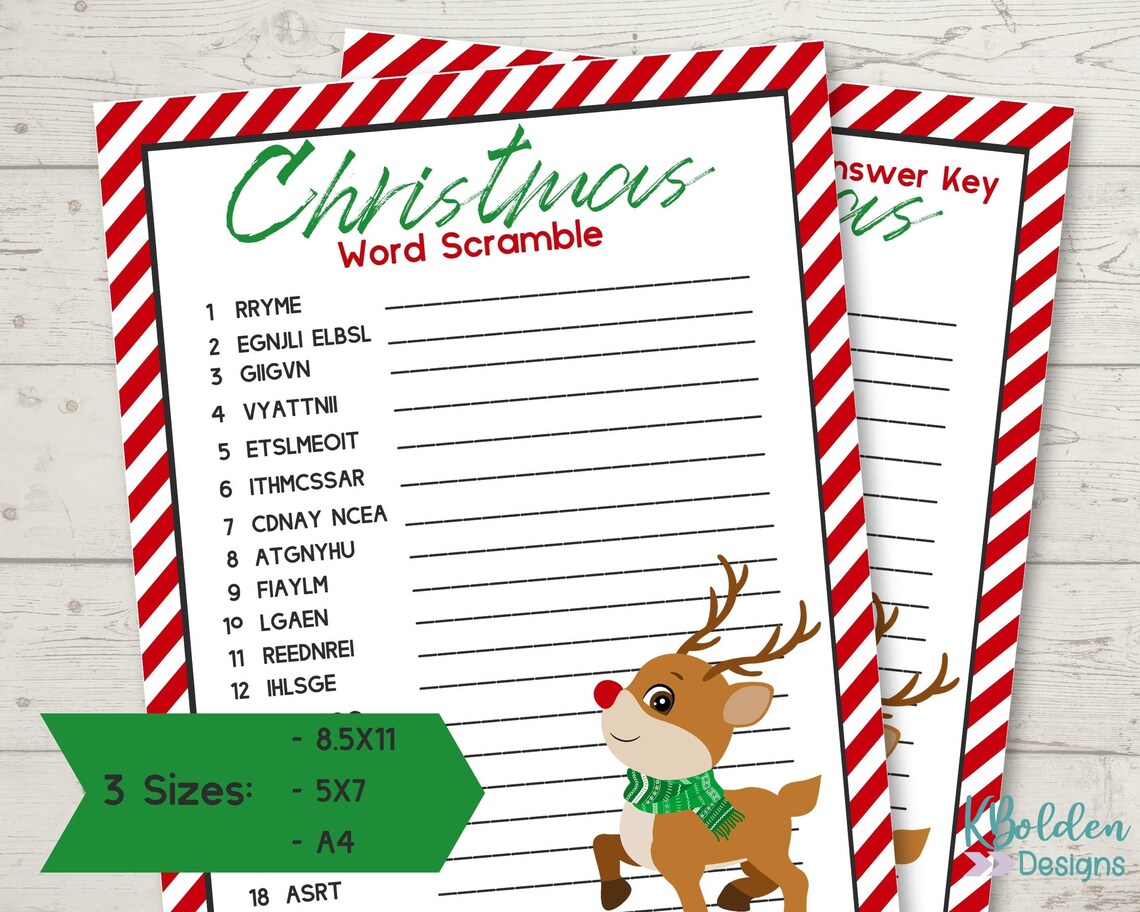Christmas Word Scramble | Etsy