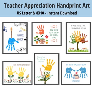 Teacher Appreciation Week Printable Handprint Art, Handprint Craft for Kids and Toddlers,  Teacher Thank You Printable, Gift For Teacher