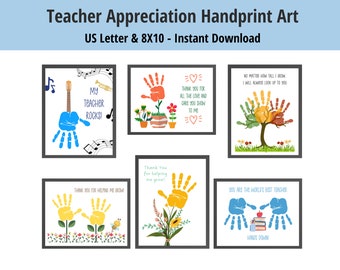 Teacher Appreciation Week Printable Handprint Art, Handprint Craft for Kids and Toddlers,  Teacher Thank You Printable, Gift For Teacher
