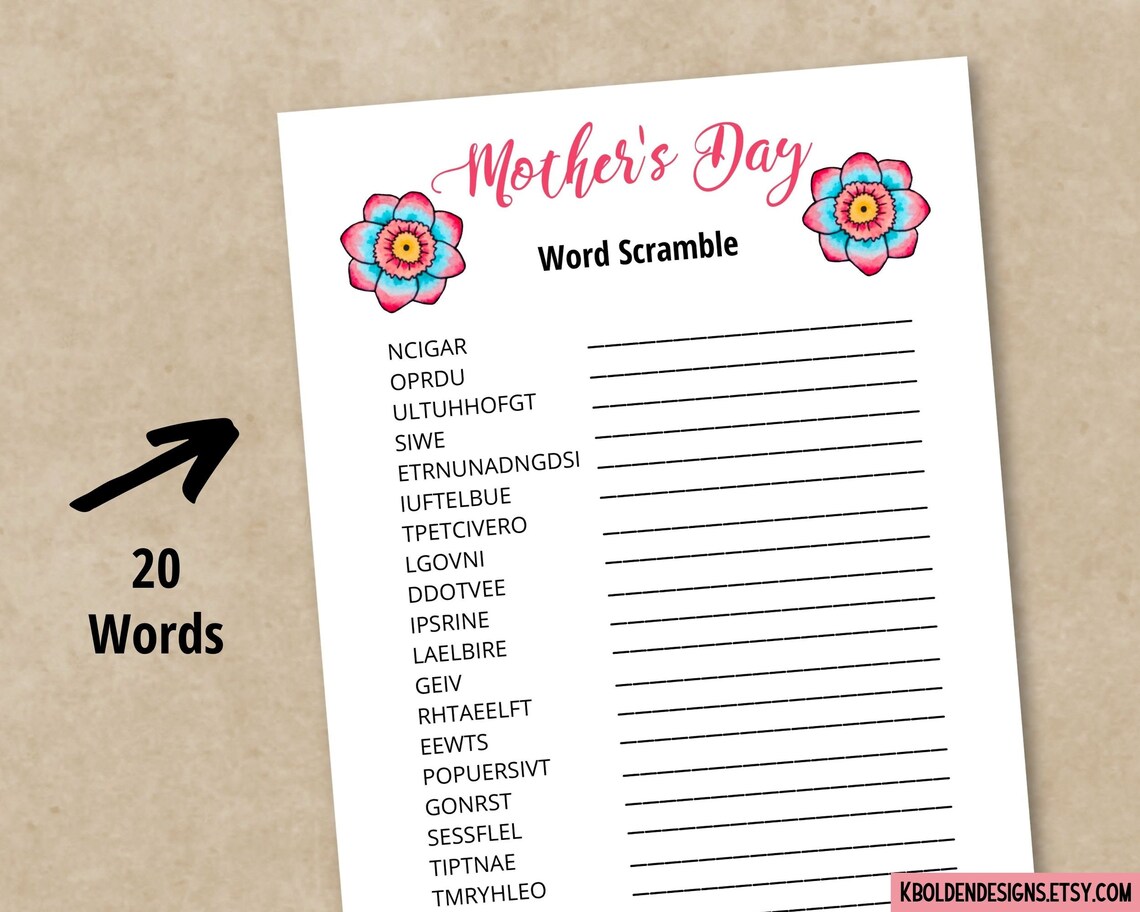 Mother's Day Printable Word Scramble Digital Download | Etsy