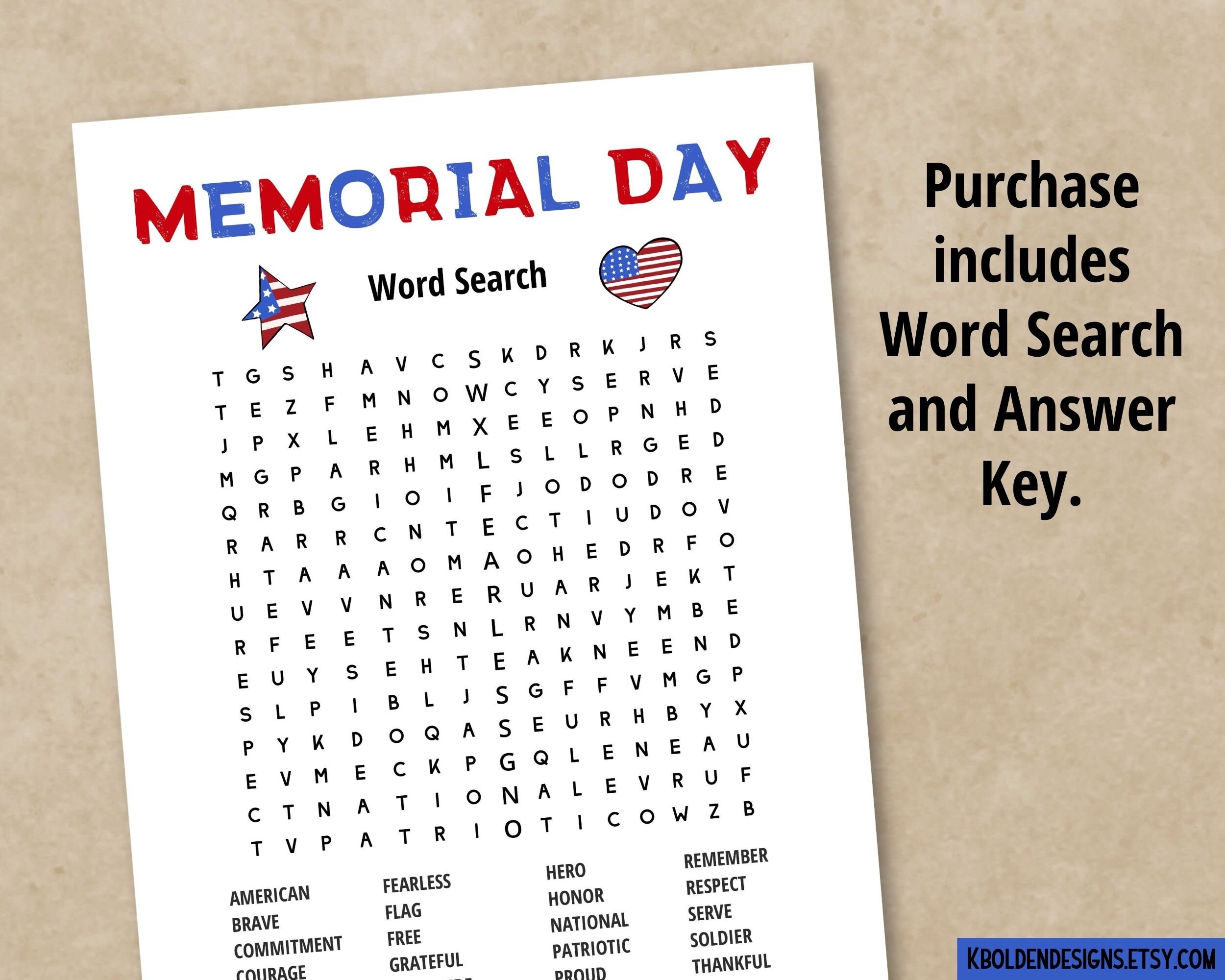 Memorial Day Printable Word Search Digital Download Classroom Memorial Day Printable Word Search Digital Download Classroom