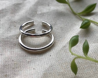 Eco zilveren teenring set handgemaakt