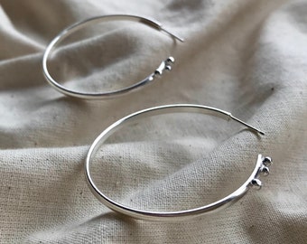 Recycled silver granulated hoop earrings