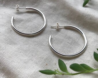 Recycled silver hoop earrings