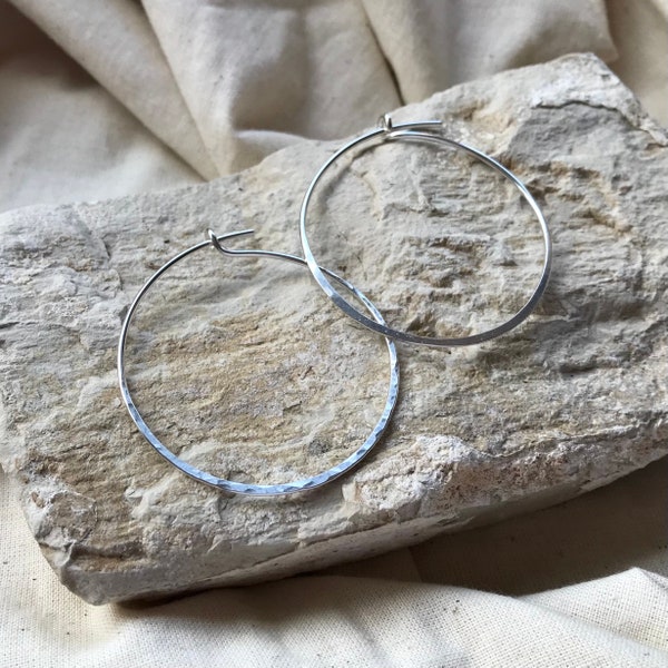 Recycled silver hoop earrings