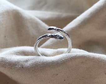 Molten silver wrap toe ring