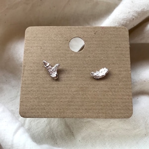 Molten silver asymmetrical stud earrings - one of a kind