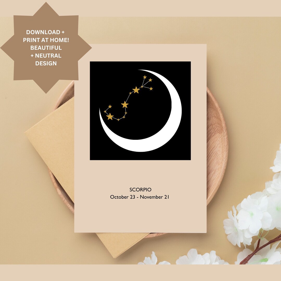 Scorpio Constellation Zodiac Printable Greetings Card 5x7 Inches - Etsy