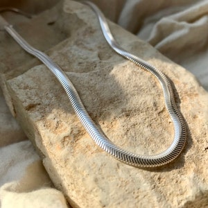 Recycled silver flat snake chain ~ 16 inches