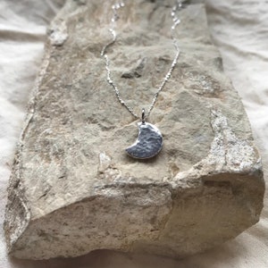 Crescent Moon Pendant Necklace in Recycled Sterling Silver - Etsy