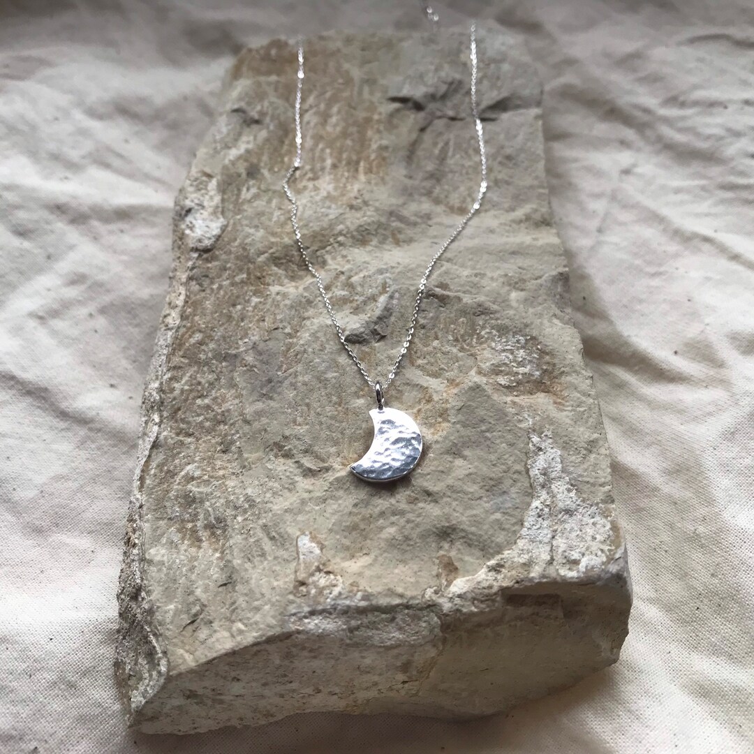 Crescent Moon Pendant Necklace in Recycled Sterling Silver - Etsy