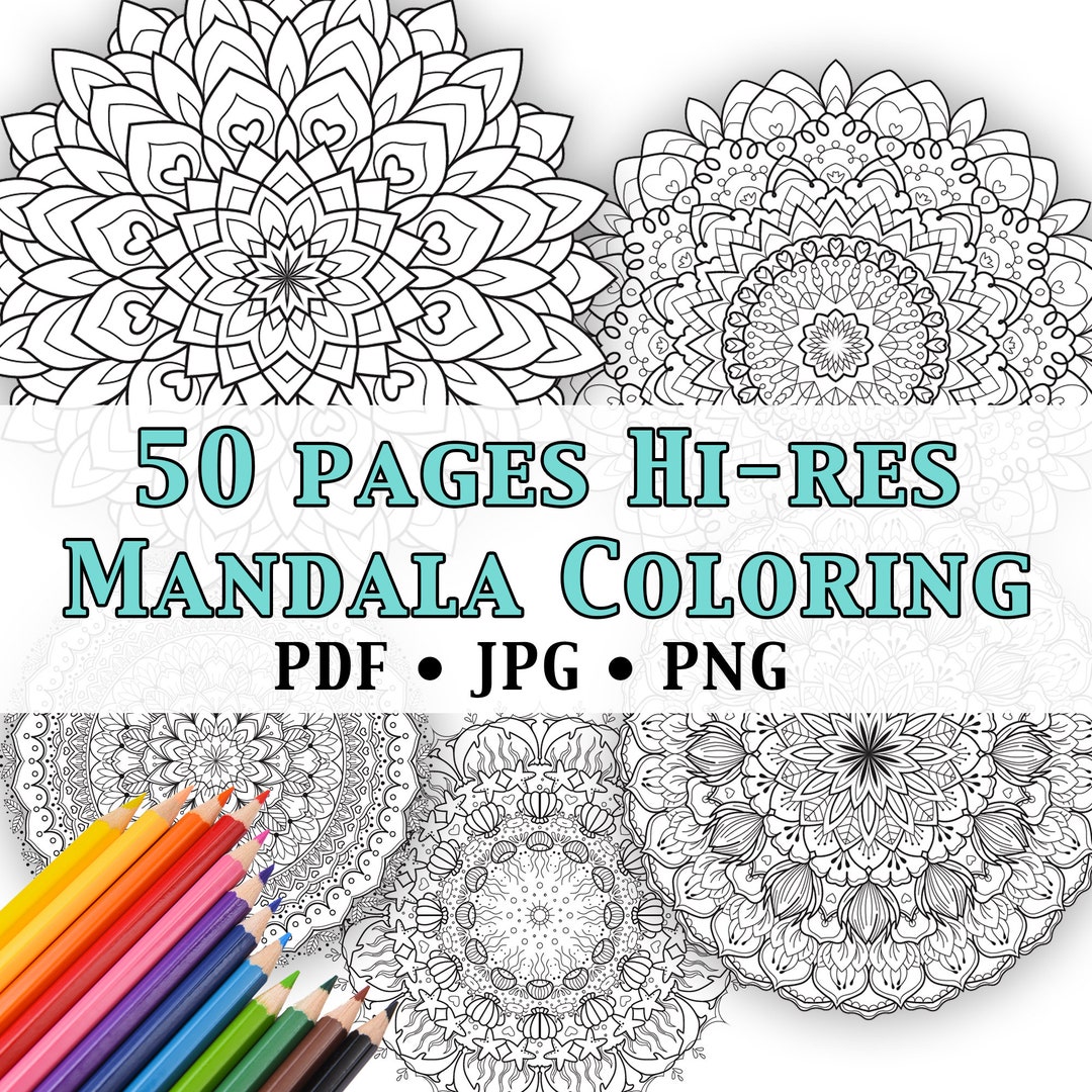 Printable Mandala Coloring Pages | 50 Pages Adult Coloring Book - Etsy