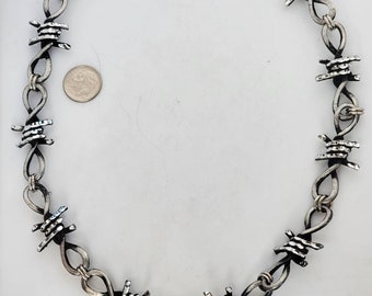 Large link barb wire necklace set
